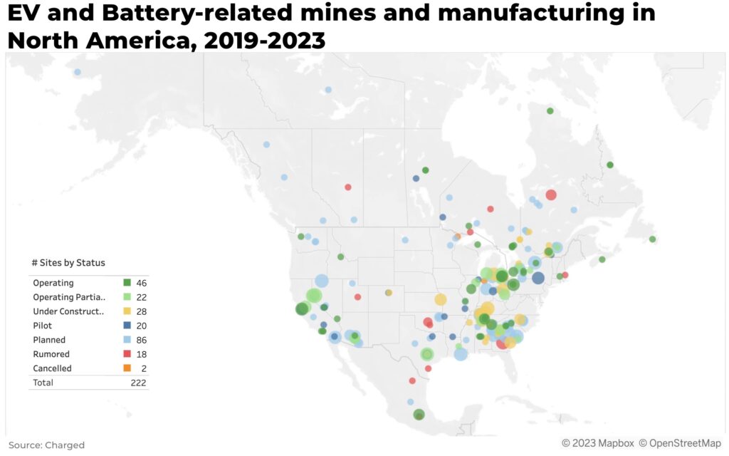 EV and Battery related mines and manufacturing in North America 2019 2023 battery belt - The Oregon Group - Investment Insights